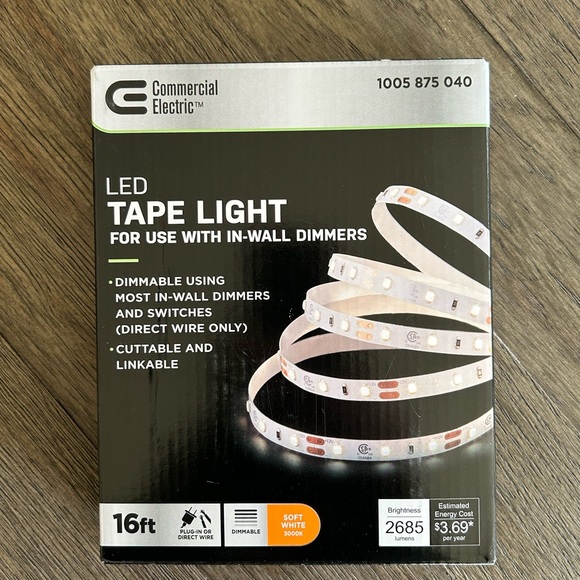 🆕 Commercial Electric 16 ft. LED AC Dimmable White Tape Light Kit - Picture 13 of 16